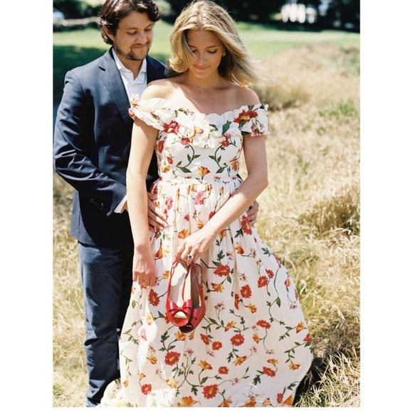 NWOT Agua By Agua Bendita Espliego Oasis Off the Shoulder Maxi Dress Size Medium - Picture 2 of 10